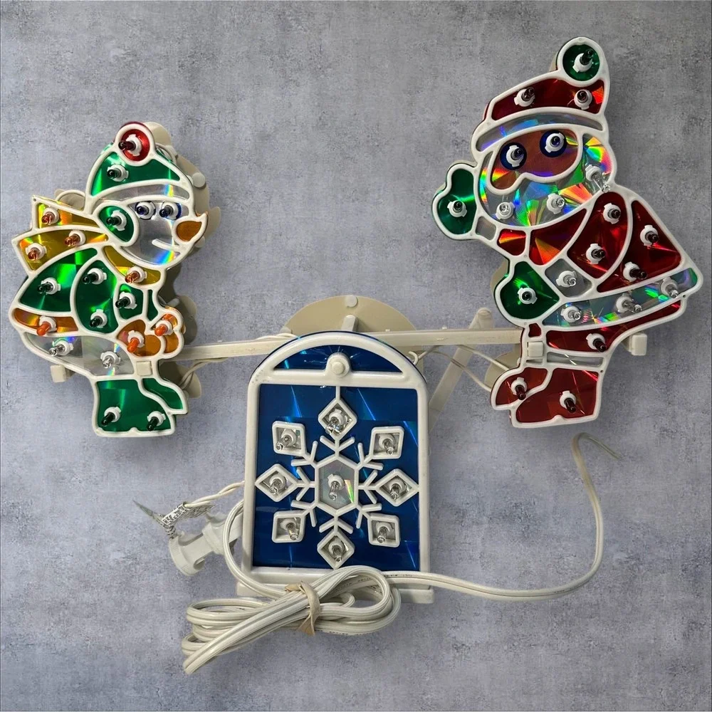 Vintage Christmas Light-Up‎ Santa & Snowman Seesaw- It Teeter-Totters!